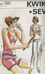 7720 KWIK SEW KNIT CAMI TOP, PANTS LINER, PAJAMAS PATTERN S=XL UNCUT